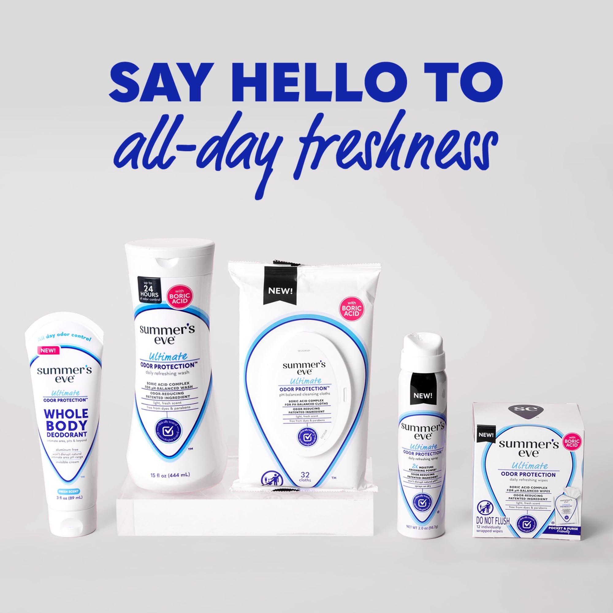 Summer's Eve calm waters fragrance for refreshing daily use.