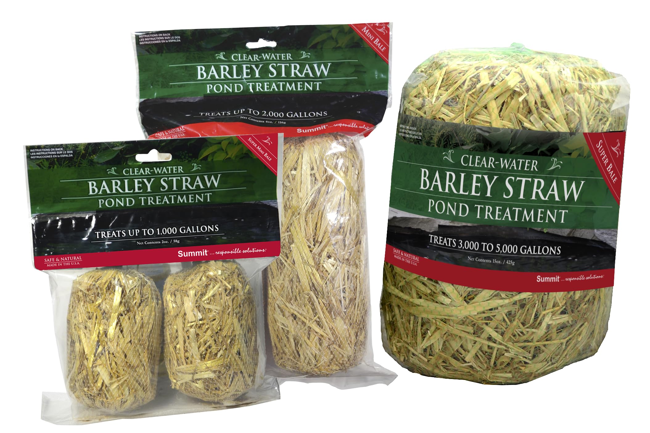 Barley straw pond treatment bale application demonstrating simple placement.