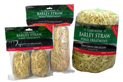 Barley straw pond treatment bale application demonstrating simple placement.