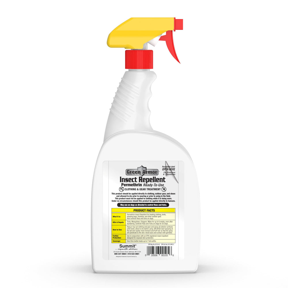 Summit Green Armor permethrin RTU applying pants: protection for outdoor wear