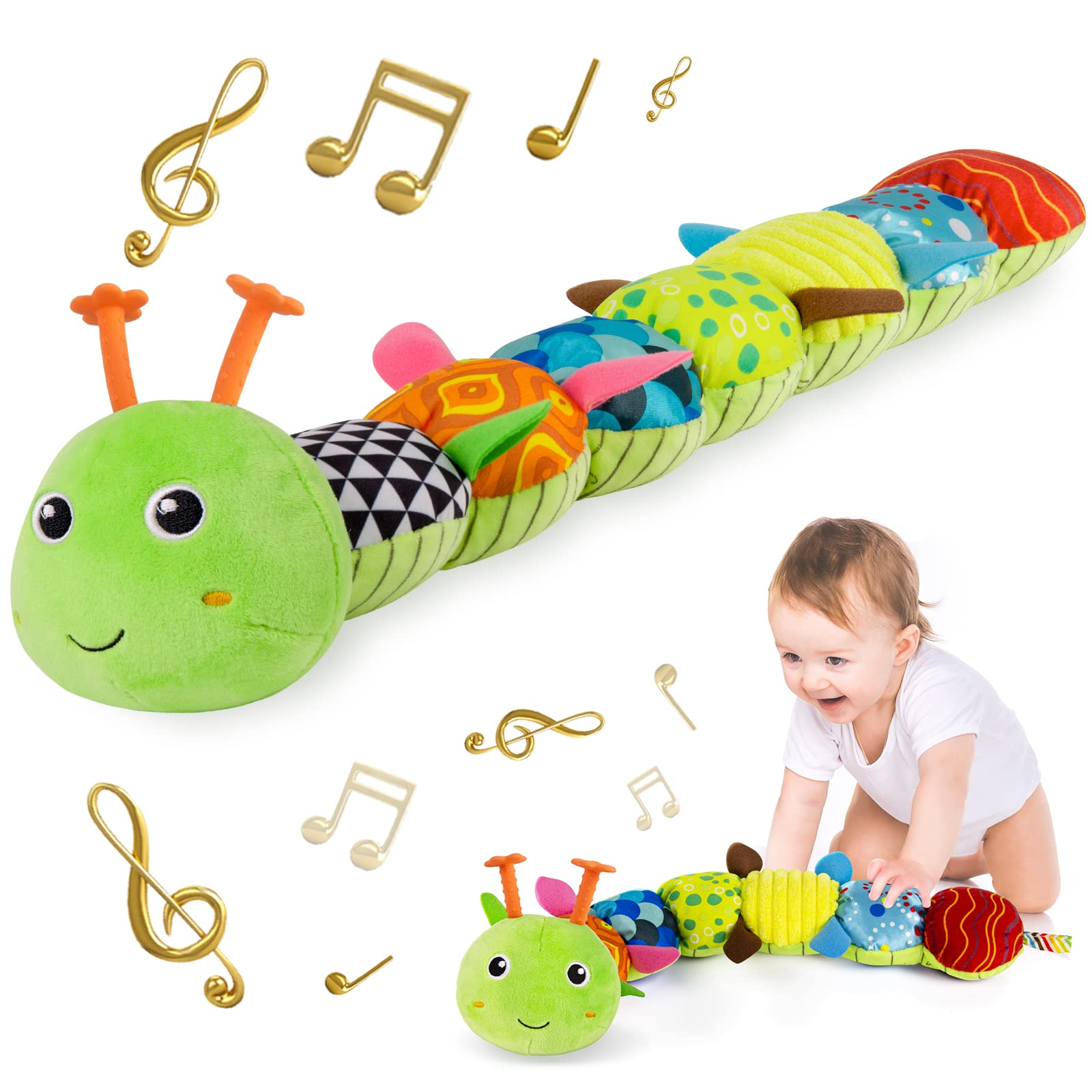 Sumobaby Caterpillar head with music box supports auditory exploration during play