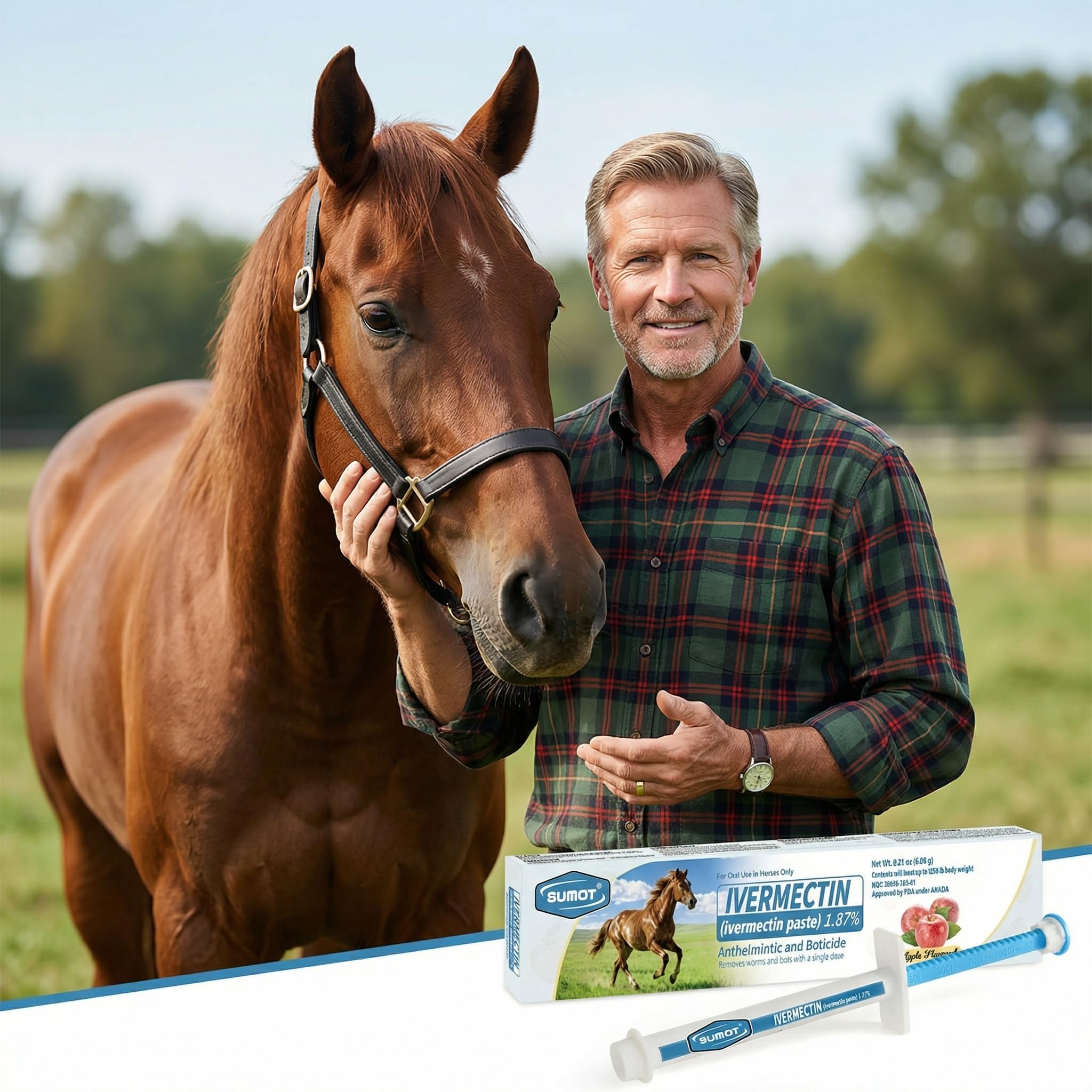 SUMOT syringe pack showing precise dosing for horse weight increments