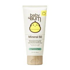 Sun Bum Baby Bum SPF 50 mineral sunscreen bottle protecting delicate skin
