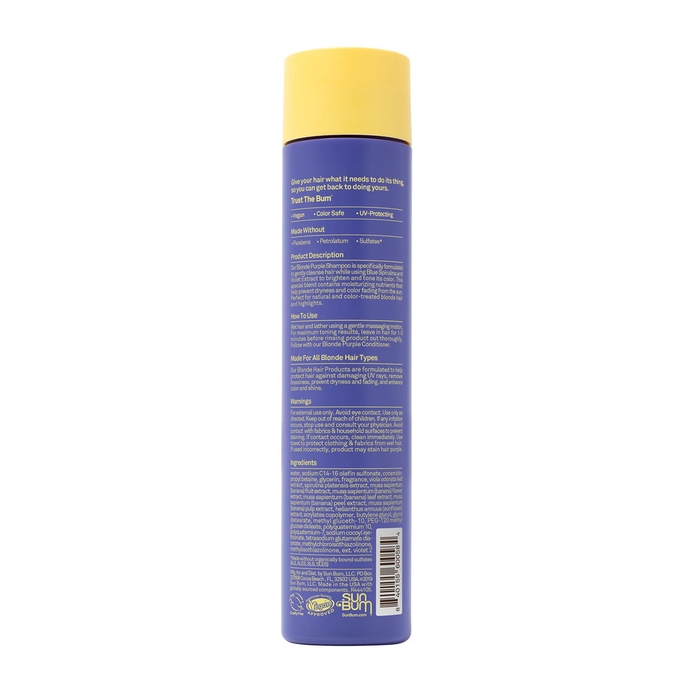 Sun Bum Blonde Purple Shampoo with color safe formula supports natural blondes