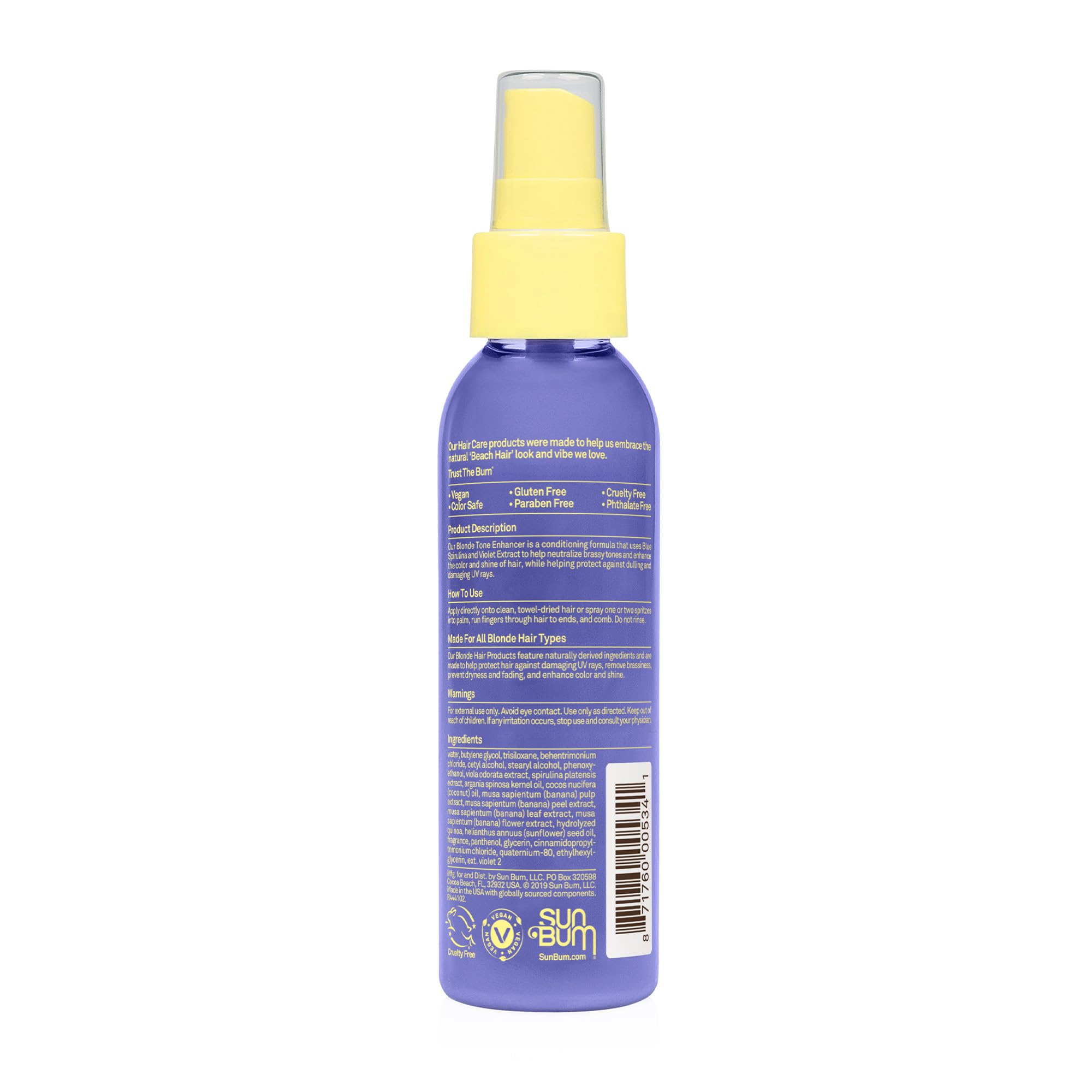 Sun Bum Blonde Tone Enhancer bottle featuring Meyer lemon scent for a refreshing routine