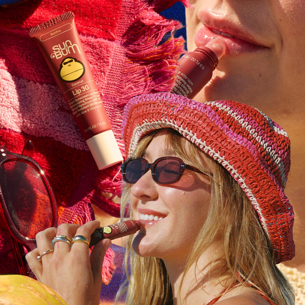 Sun Bum coconut flavor scent enhances tropical lip balm experience.
