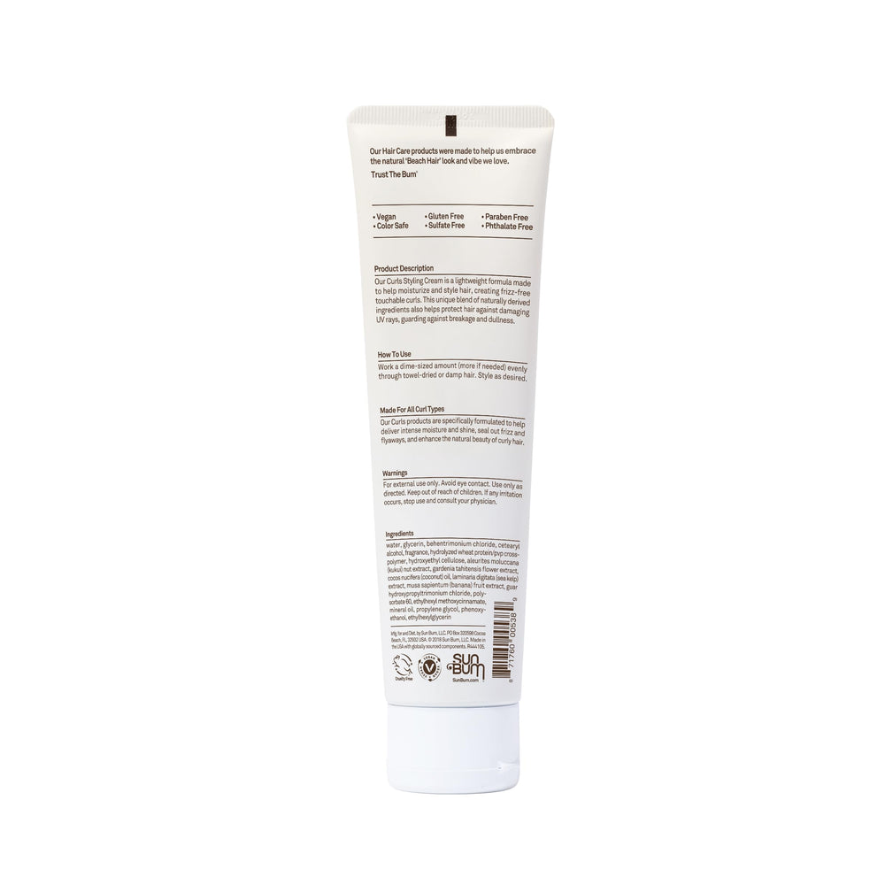 Sun Bum Curls and Waves Styling Cream 5 oz packaging on white background