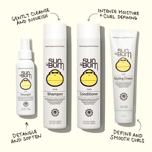 Sun Bum Curls Shampoo – Moisturizing Hair Treatment for Wavy & Curly Hair | UV Protection, Vegan & Cruelty-Free – 10 oz
