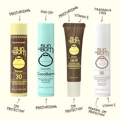 Sun Bum Kiwi Lip Balm on lips delivering moisturized, protected feel