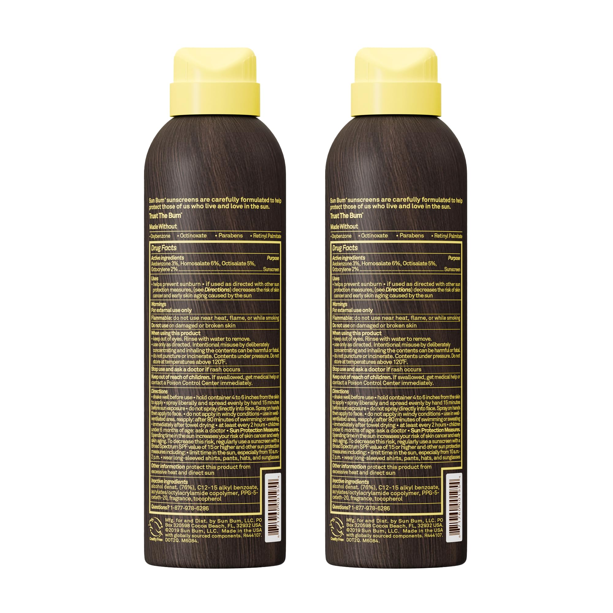 Sun Bum Original SPF 15 sunscreen spray packaging supports easy reapplication.