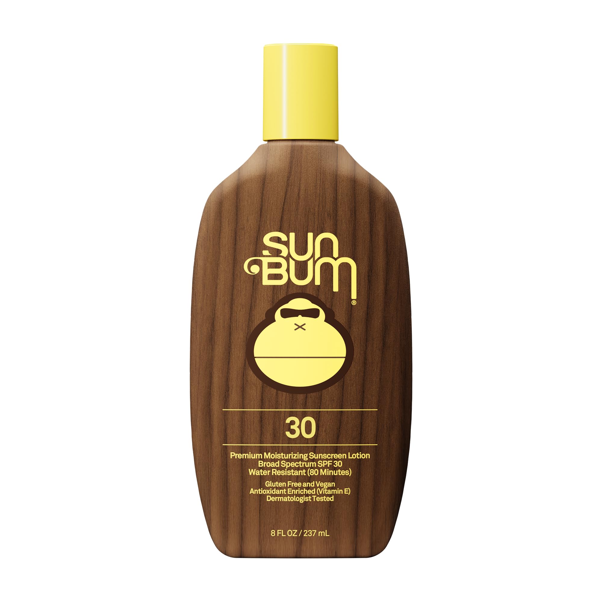 Sun Bum Original SPF 30 bottle in sunny beach scene for broad spectrum protection
