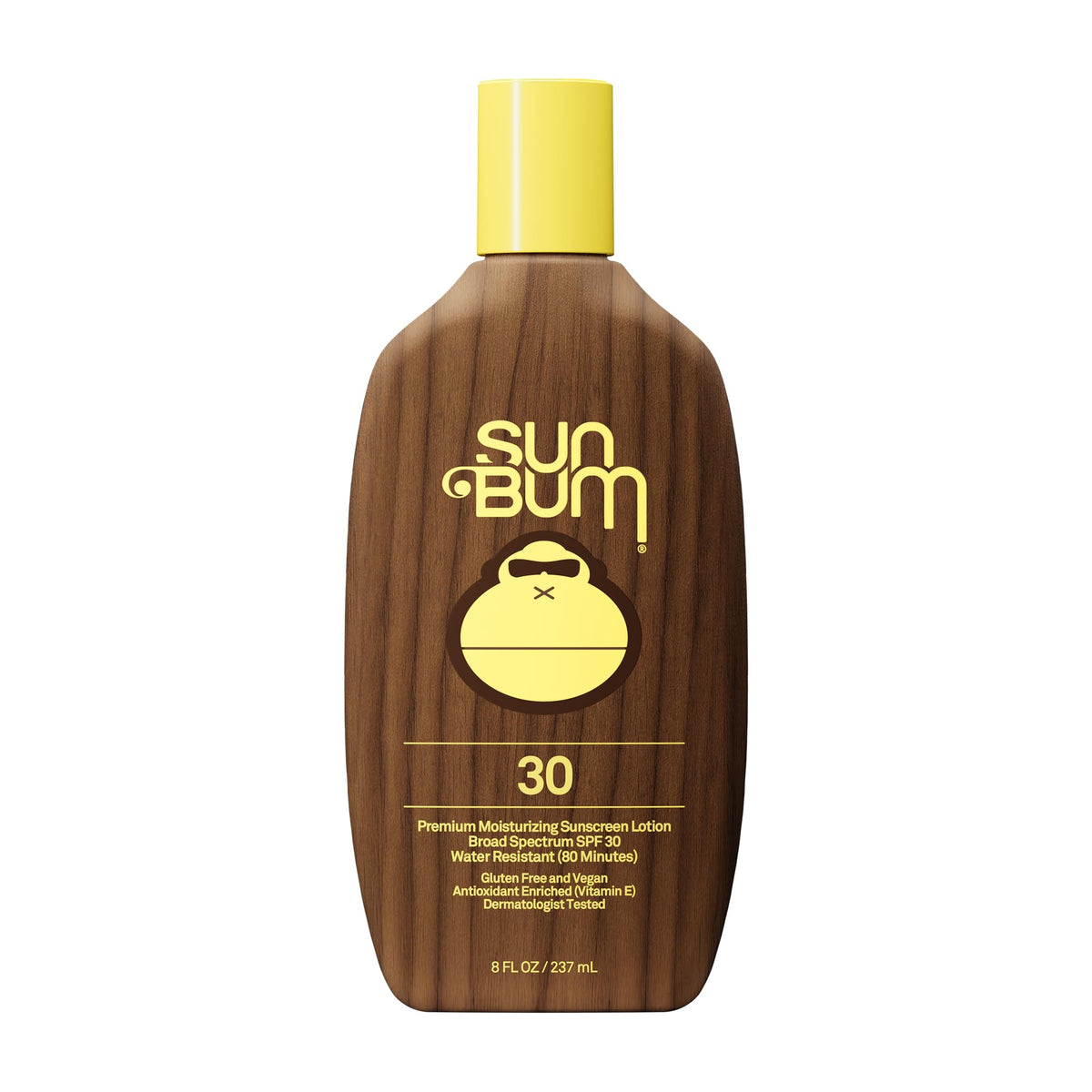 Sun Bum Original SPF 30 bottle in sunny beach scene for broad spectrum protection