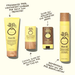 Dispensing pump of Sun Bum Original SPF 70 face lotion for easy travel use.