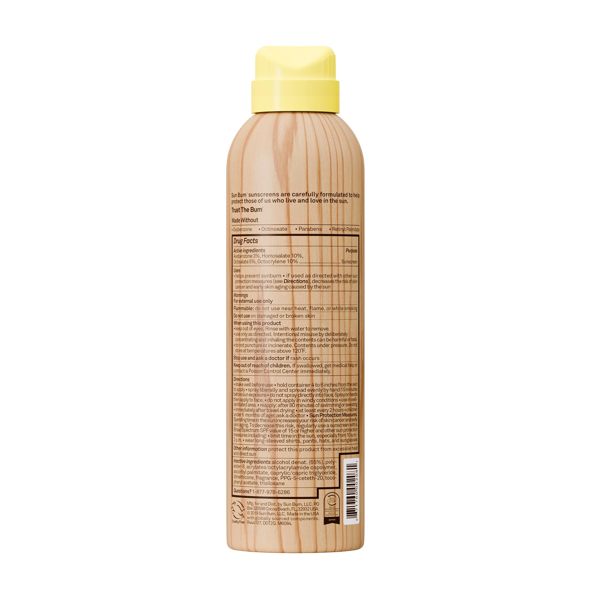 Sun Bum Original SPF 70 spray used daily at the beach.