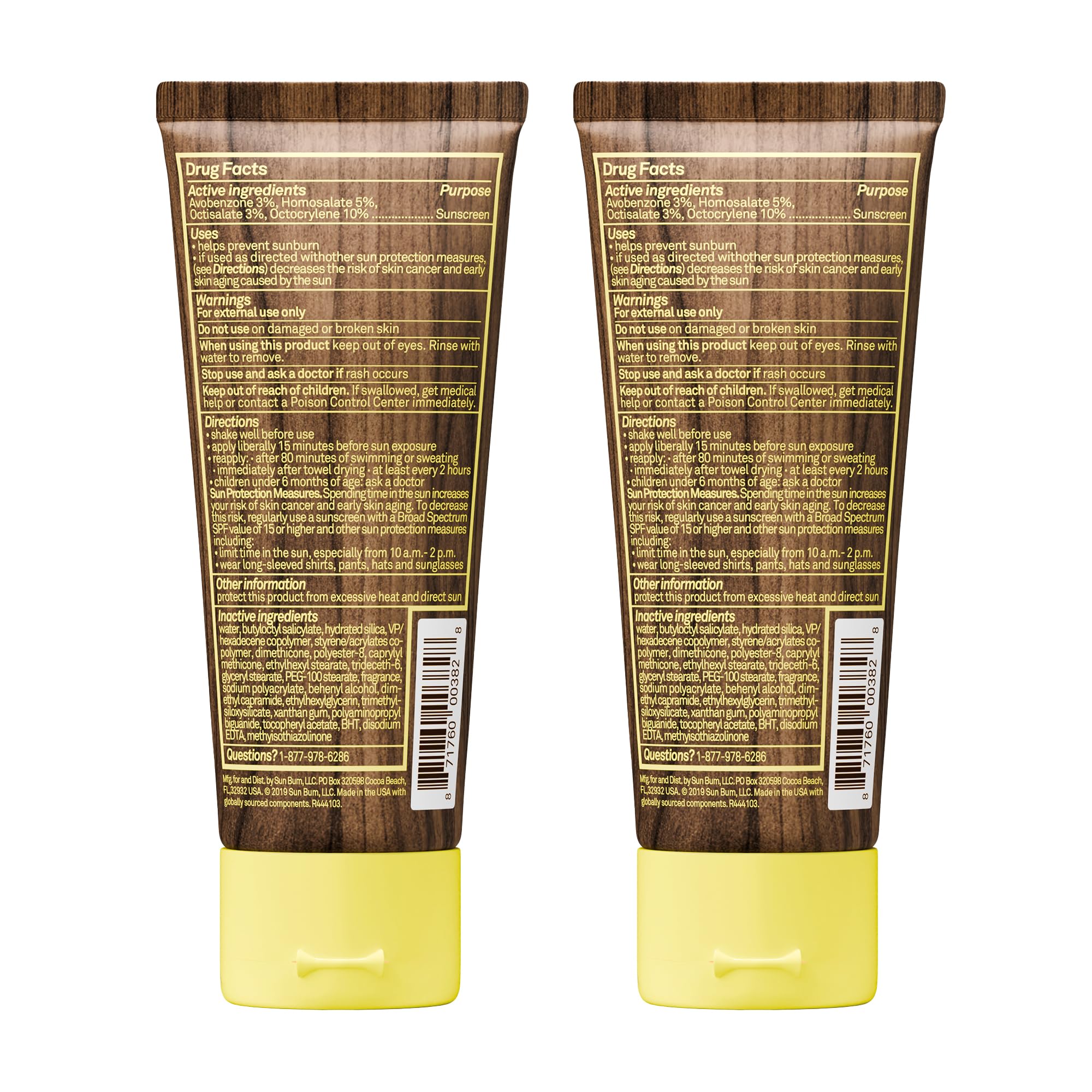 Sun Bum pack of 2 3 oz bottles for travel convenience.