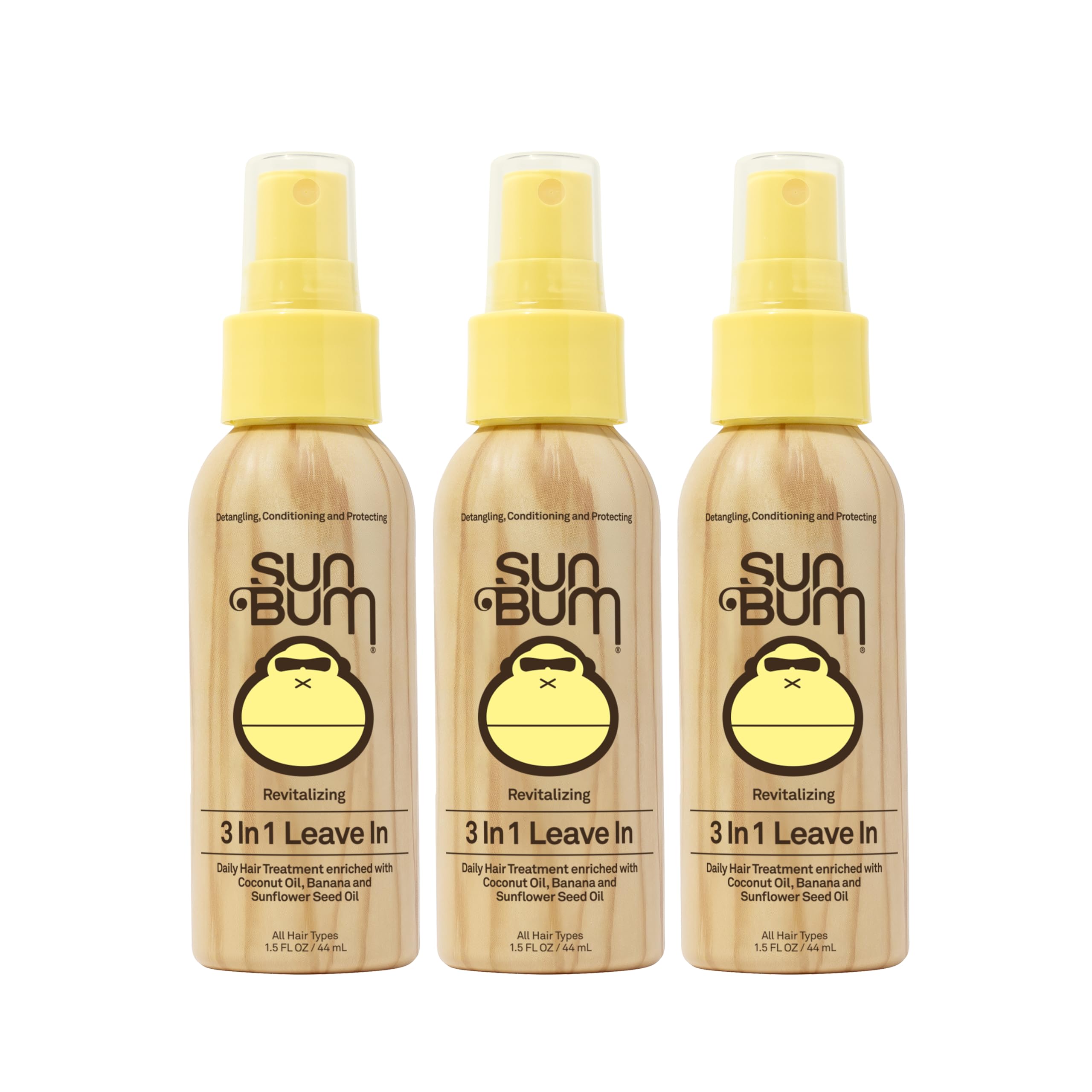 Sun Bum Revitalizing 3-in-1 Leave-In Conditioner bottle front showing detangling and frizz control