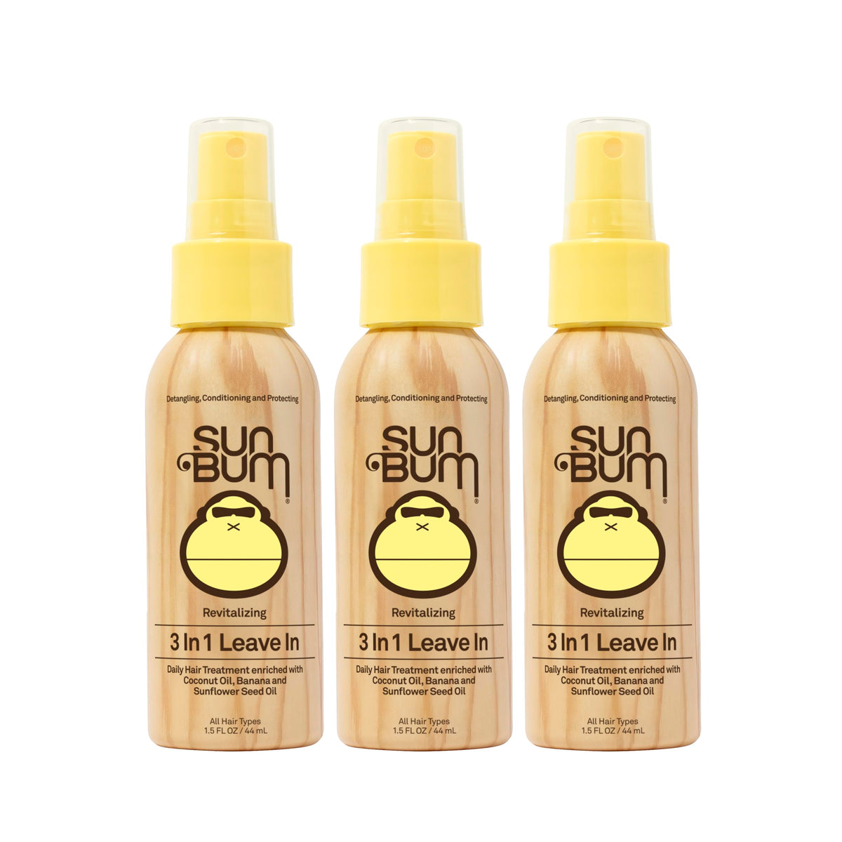 Sun Bum Revitalizing 3-in-1 Leave-In Conditioner bottle front showing detangling and frizz control