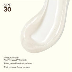 Close-up of Aloe and Vitamin E infused lip balm formula.
