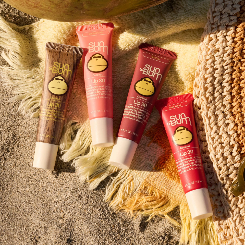 Sun Bum Sunset Cove tinted lip balm cruelty-free and paraben-free lip care.