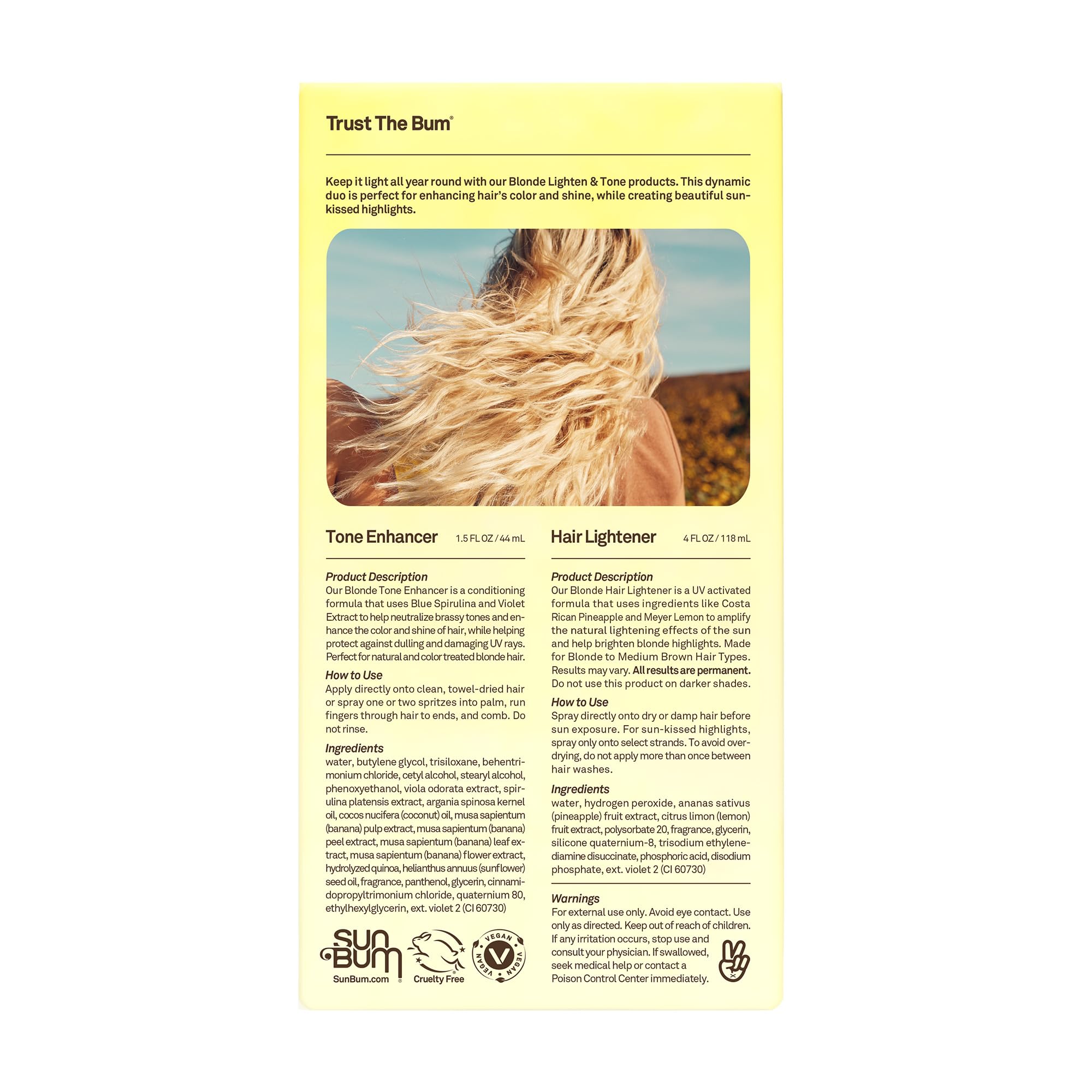 Sun Bum vegan cruelty-free label on packaging.
