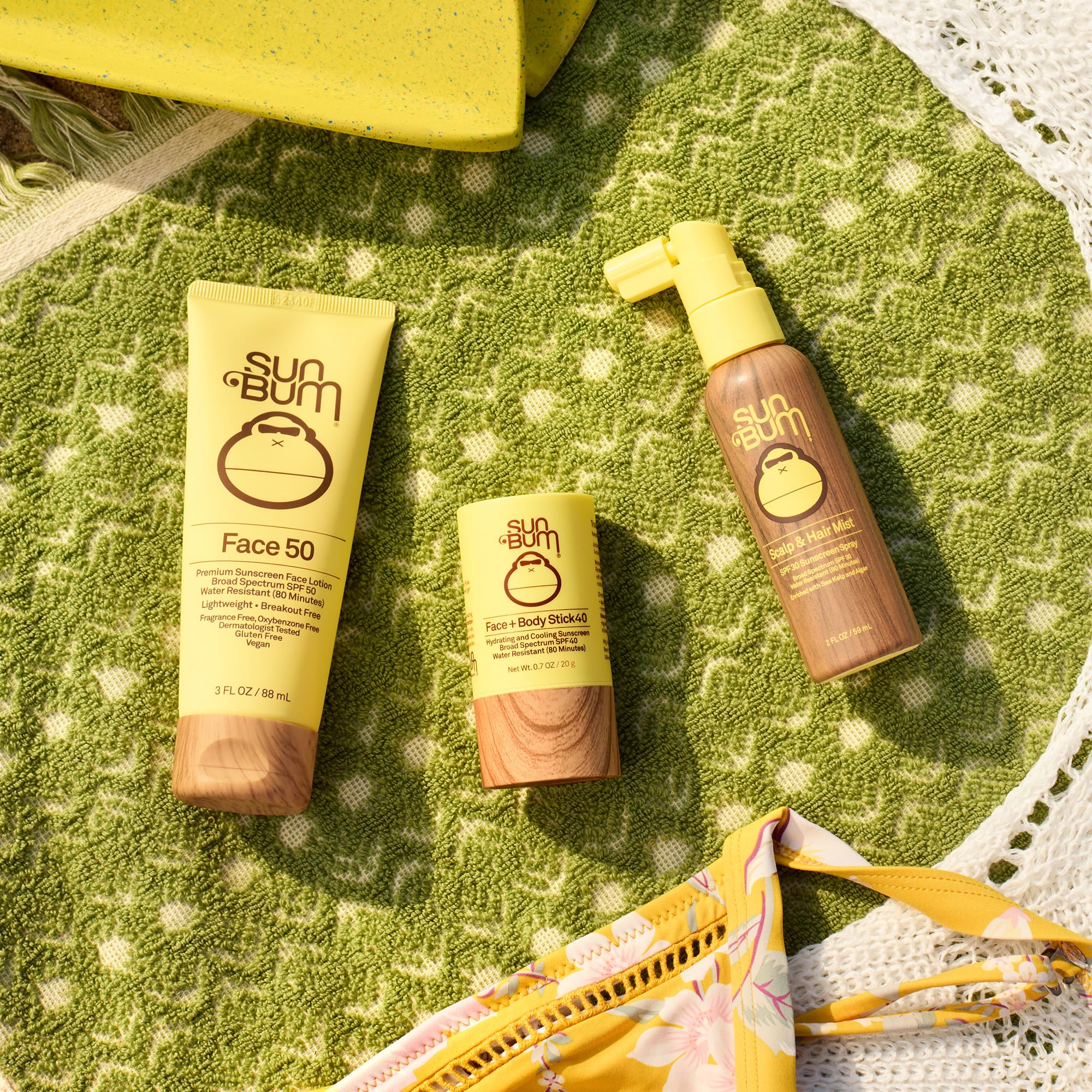 Label shows vegan formula for Sun Bum SPF 30 mist.