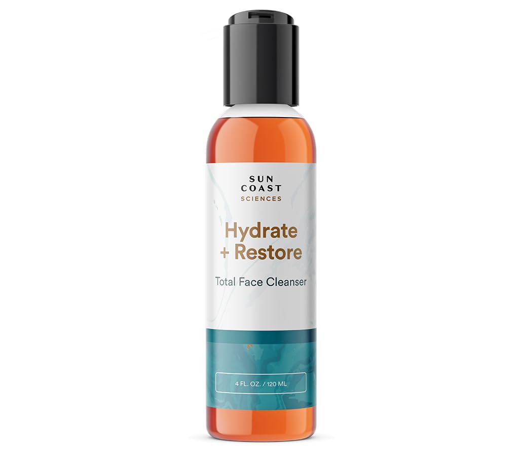 Sun Coast Sciences Hydrate + Restore cleanser bottle, gentle daily cleanse for all skin types.