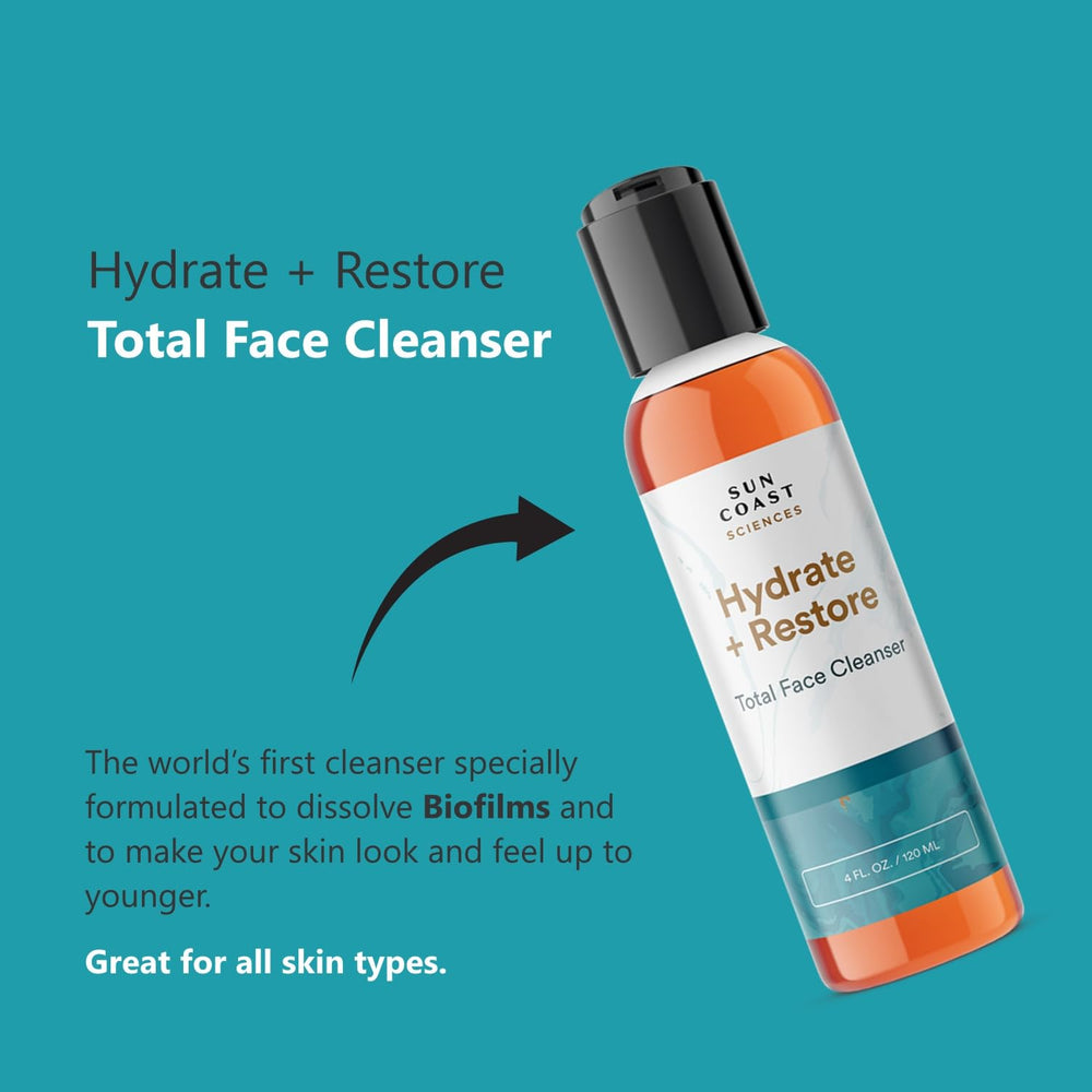Close-up of creamy-to-foam transformation in Sun Coast Sciences cleanser, for hydrated skin.