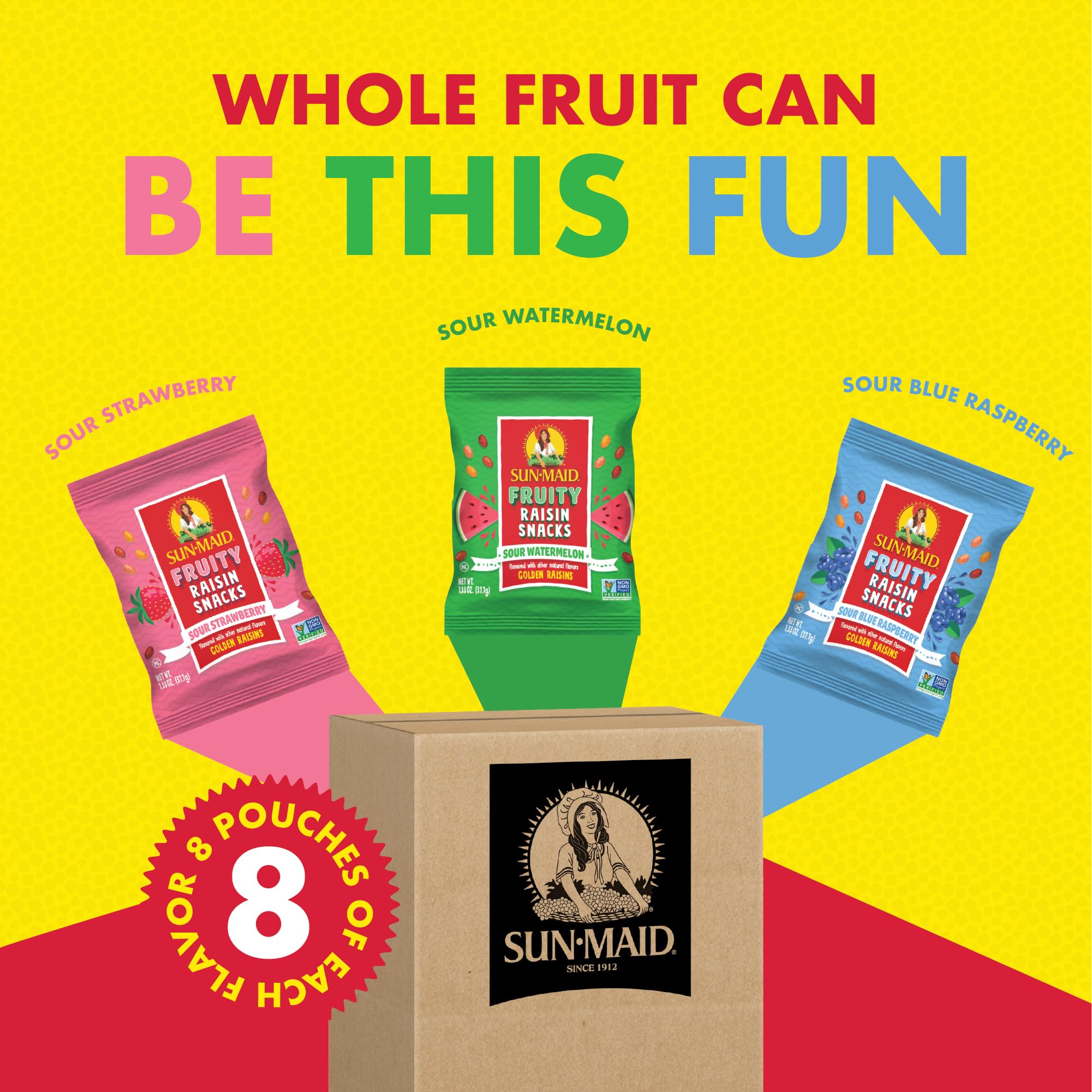 Sun-Maid Sour Blue Raspberry pouch for quick, tangy energy