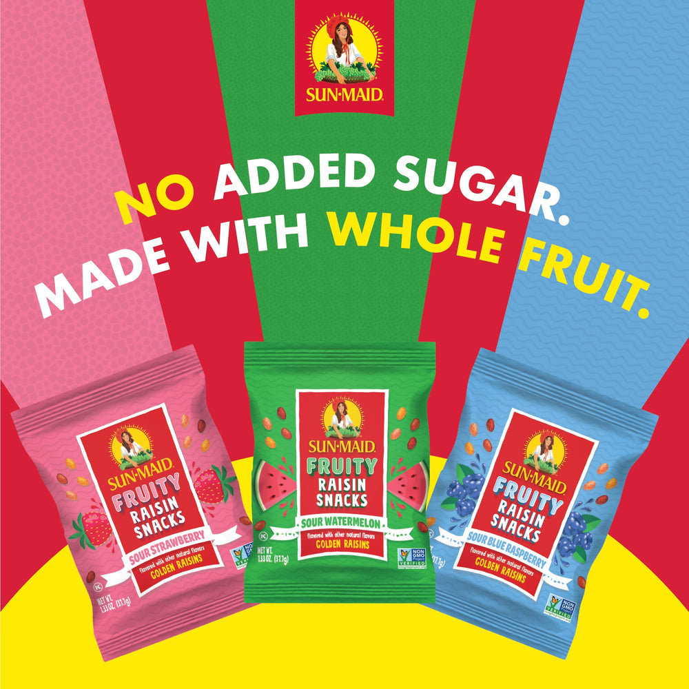 Sun-Maid assorted flavors hero shot for family snacking