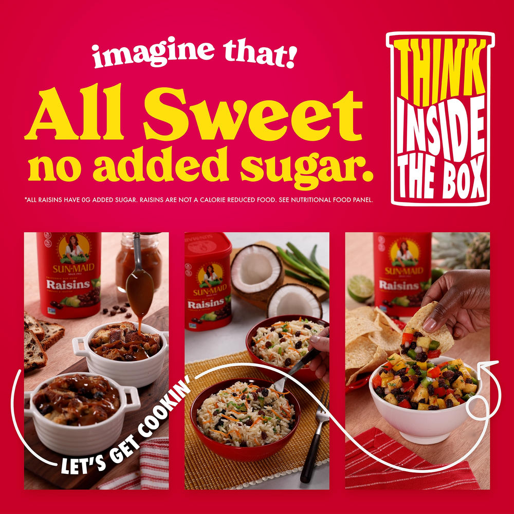 Sun-Maid raisins on the go in a portable pack for easy snacking.