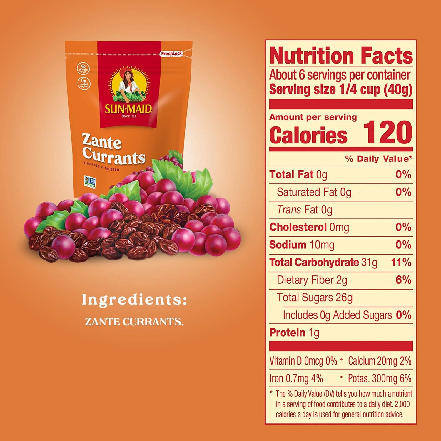 Sun-Maid California Zante currants close-up highlighting dark tart fruit for recipes