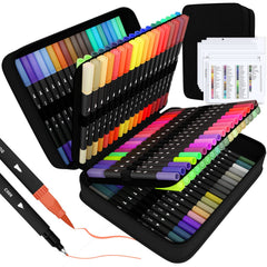 Sunacme dual brush markers in case open for organized drawing