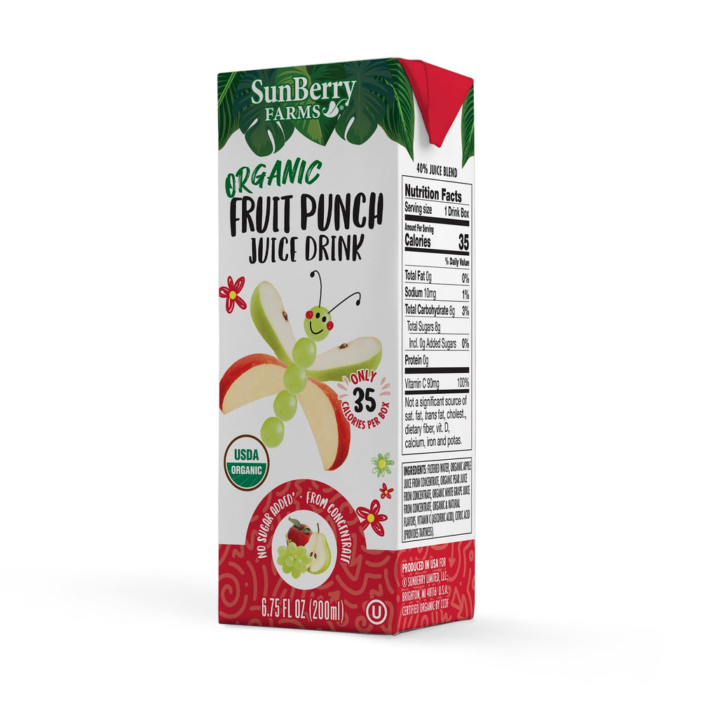 Sunberry Farms Lunchbox-ready juice boxes simplify daily snacking.