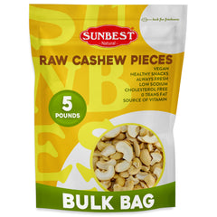 SUNBEST NATURAL raw cashews packaging highlights a convenient bulk snack for kitchens and parties.