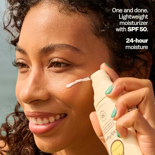 Sun Bum Daily SPF 50 face lotion label, vegan and reef-friendly sunscreen.