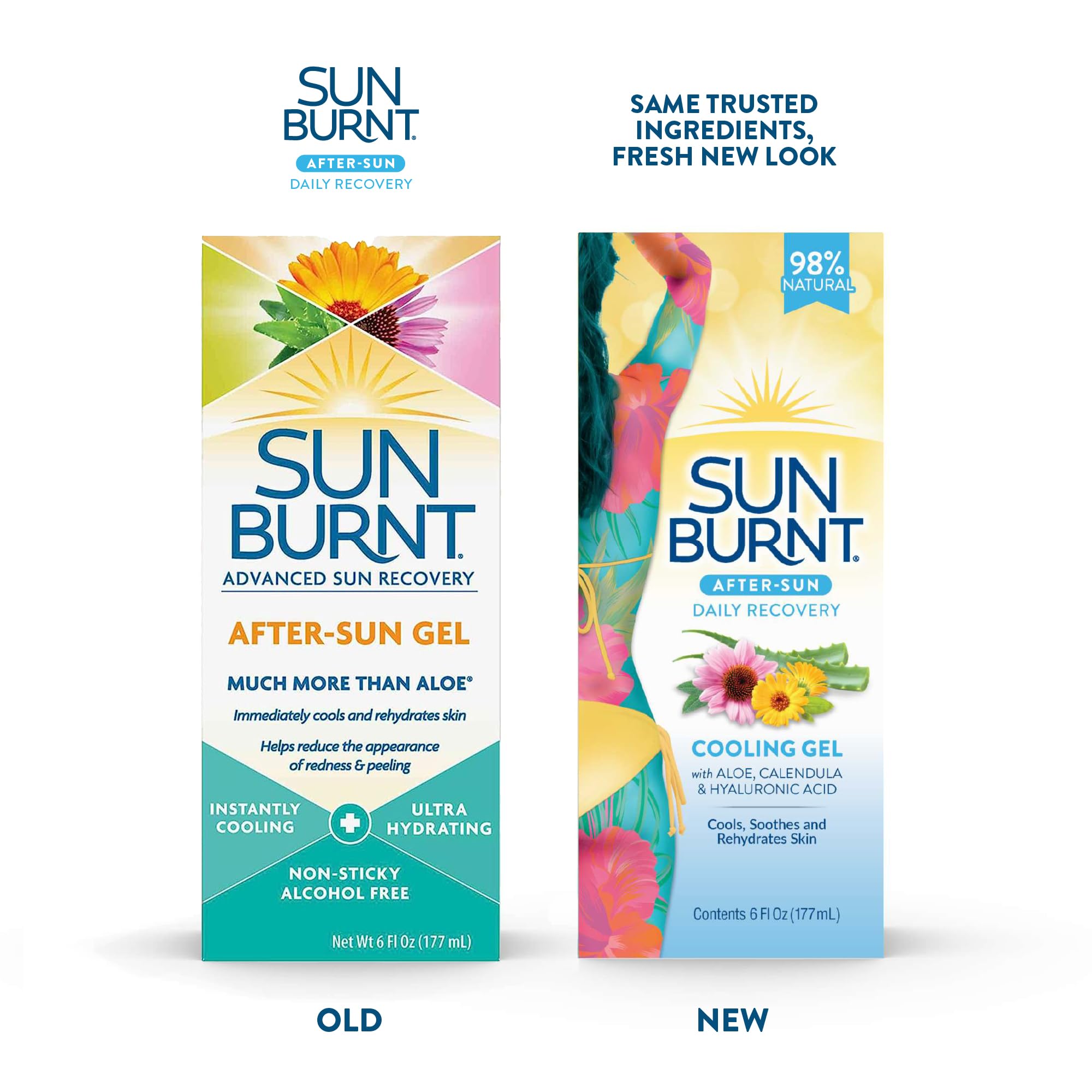SunBurnt EMCW9 gel applied to skin for soothing relief.