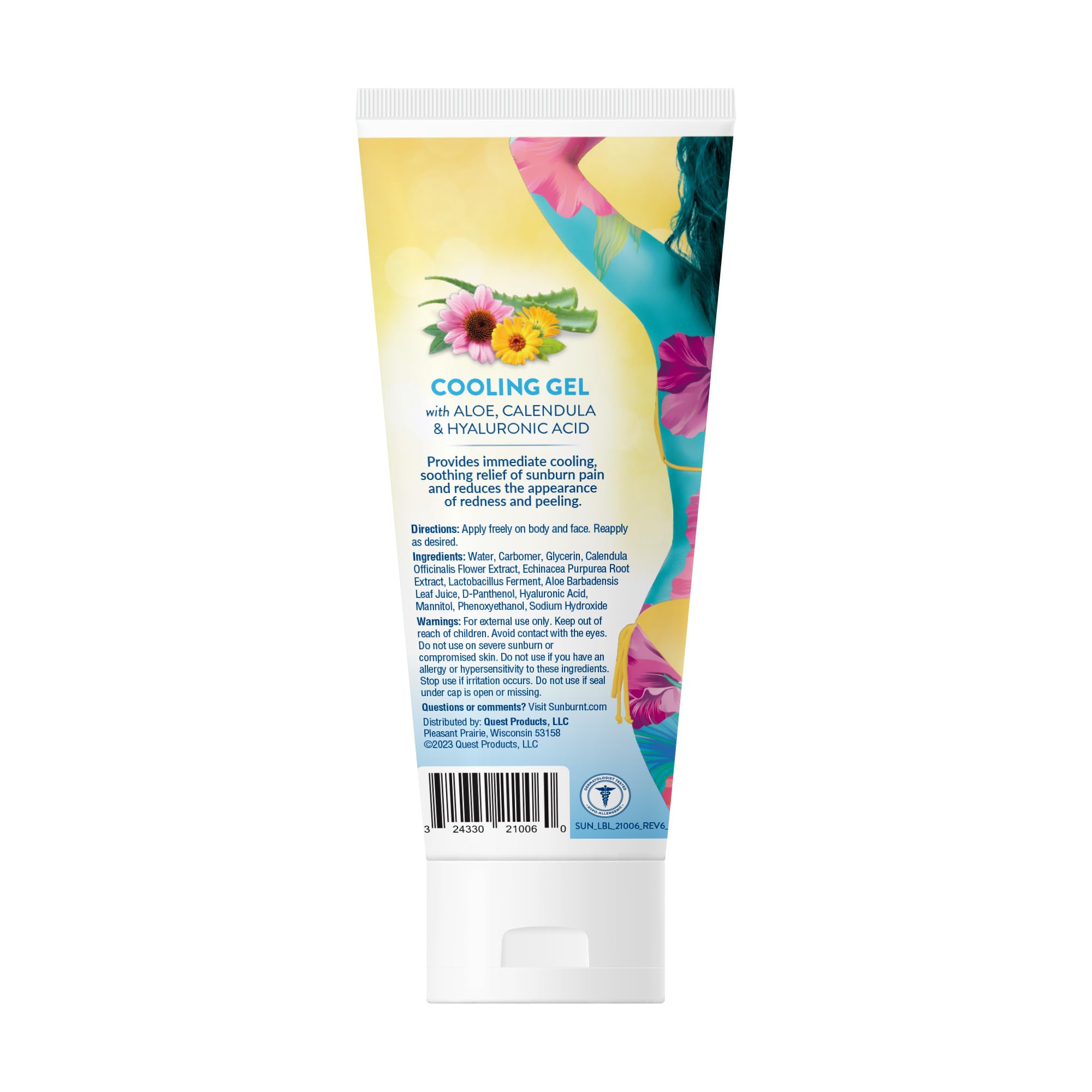 SunBurnt EMCW9 ingredients calendula, echinacea, and hyaluronic acid.