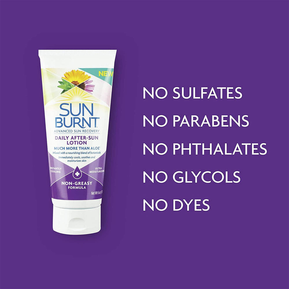 SunBurnt ingredients coconut oil cucumber algae shown as hydrating, antioxidant-rich formula