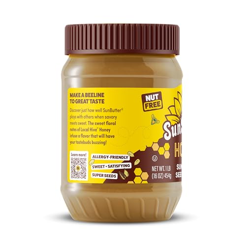 SunButter Honey bottle on counter suggests versatility for smoothies and oats