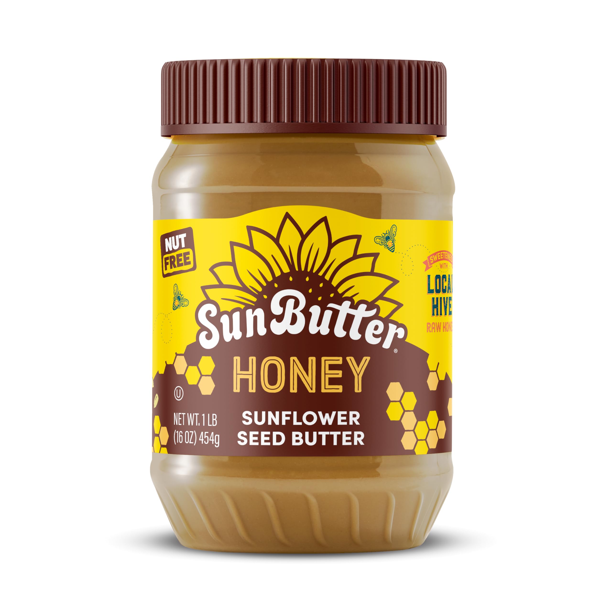 SunButter Honey jar close-up shows creamy texture ideal for spreading and dipping