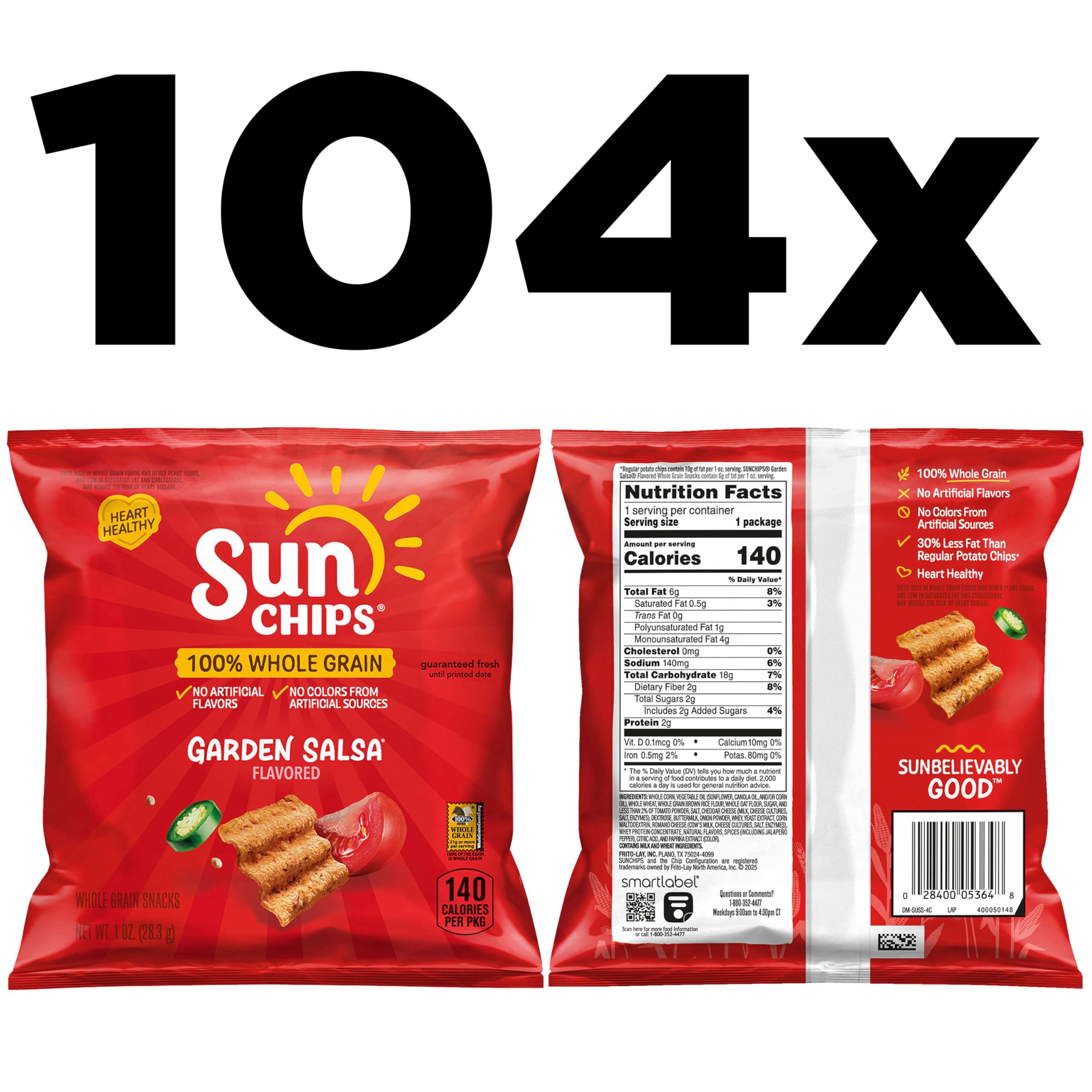 SunChips Garden Salsa 1oz bag front, perfect lunchbox portion.