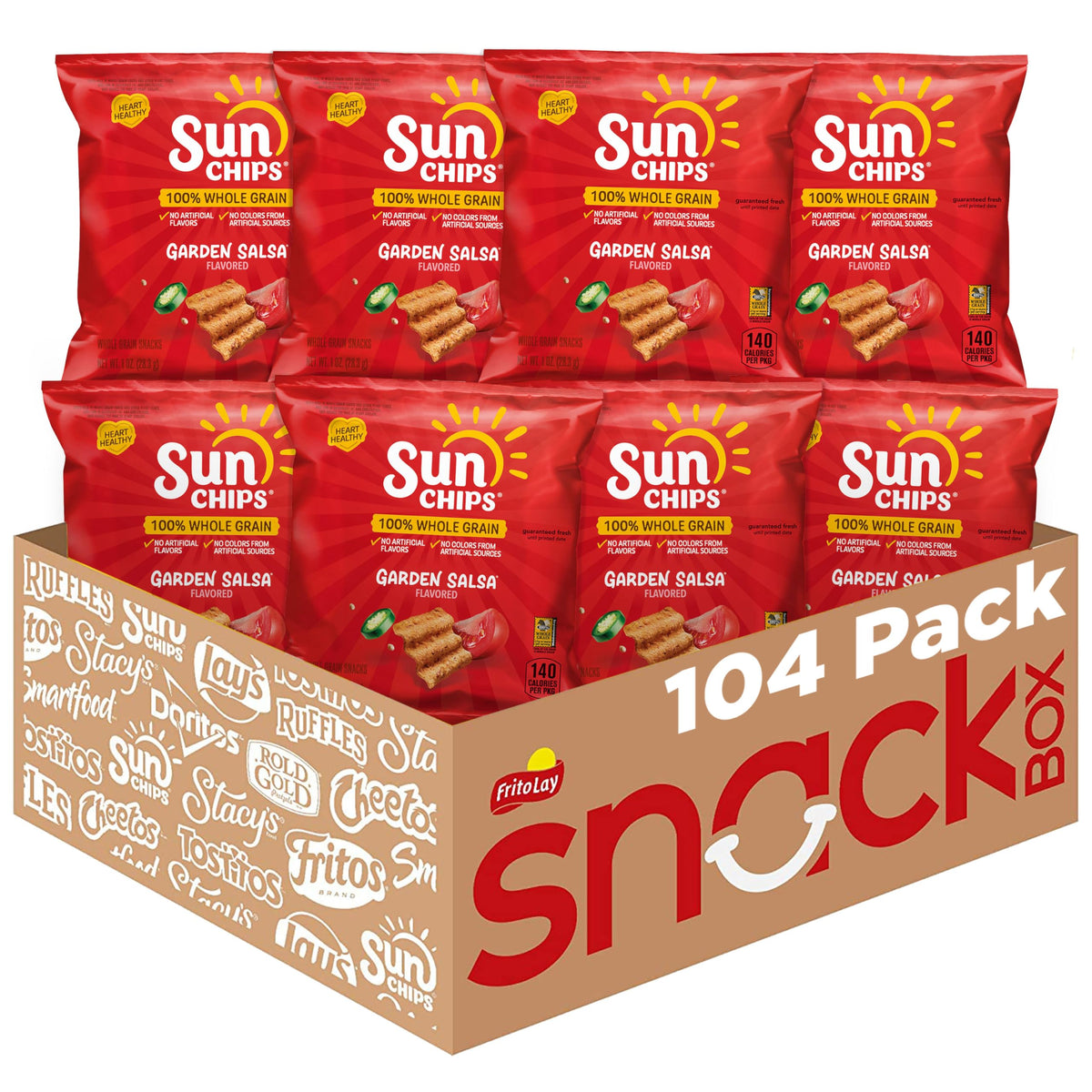 SunChips Garden Salsa wavy chip texture for a wholesome, on-the-go snack.