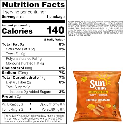 SunChips Harvest Cheddar wavy chips texture for a crunchy bite