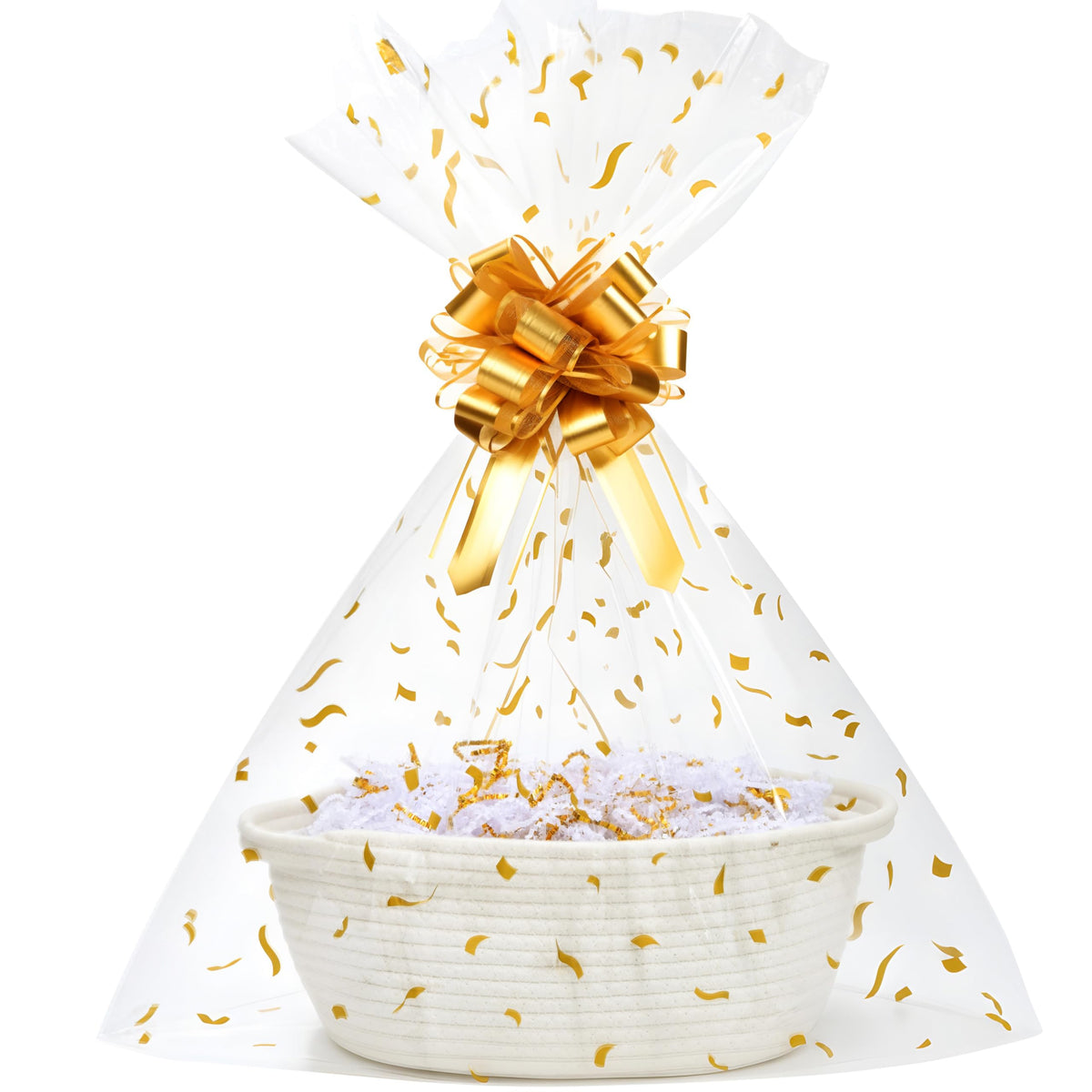 SUNCOLOR gift basket with cotton rope showing durable storage capability