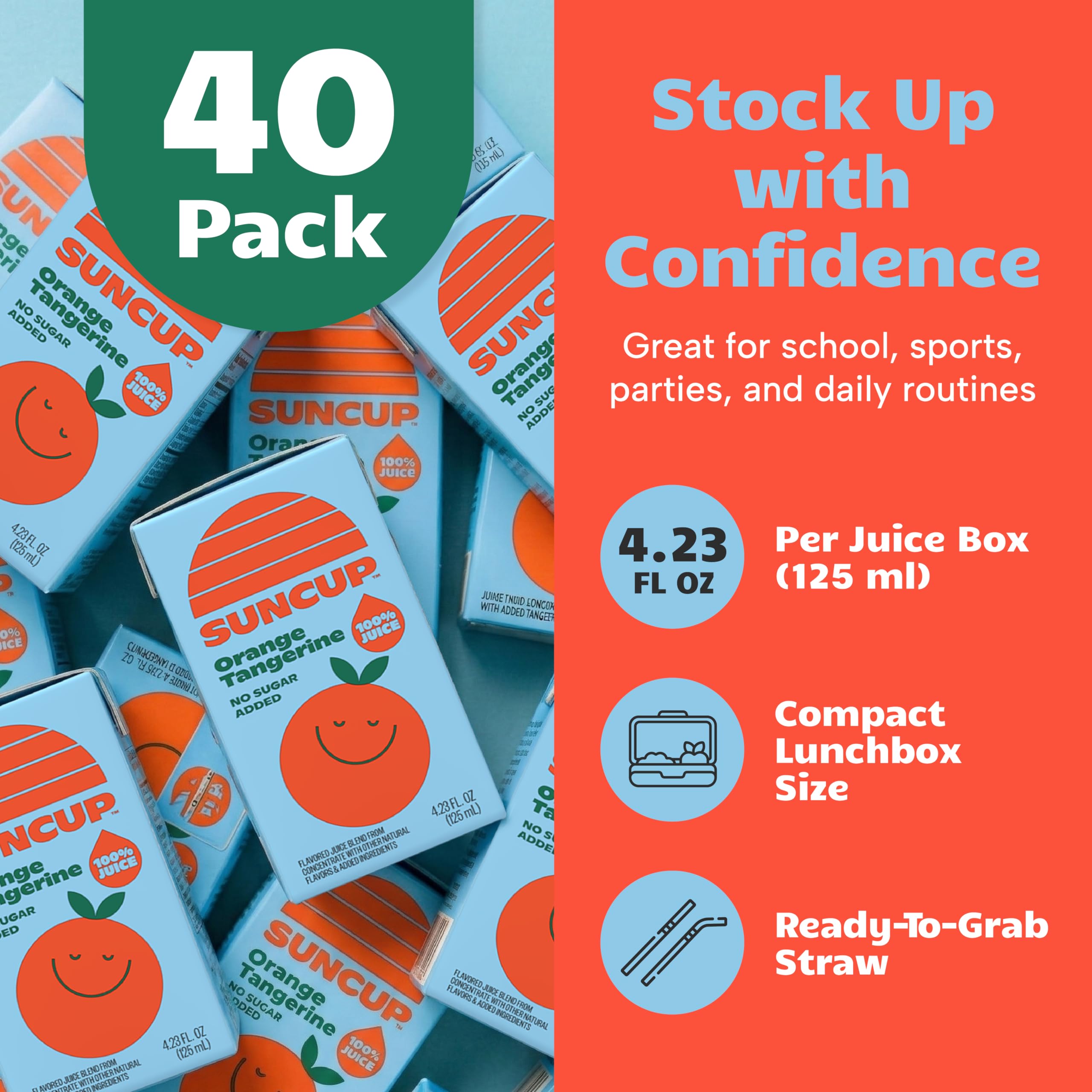 SunCup 4.23 oz single-serve juice box fits into a kid's lunchbox