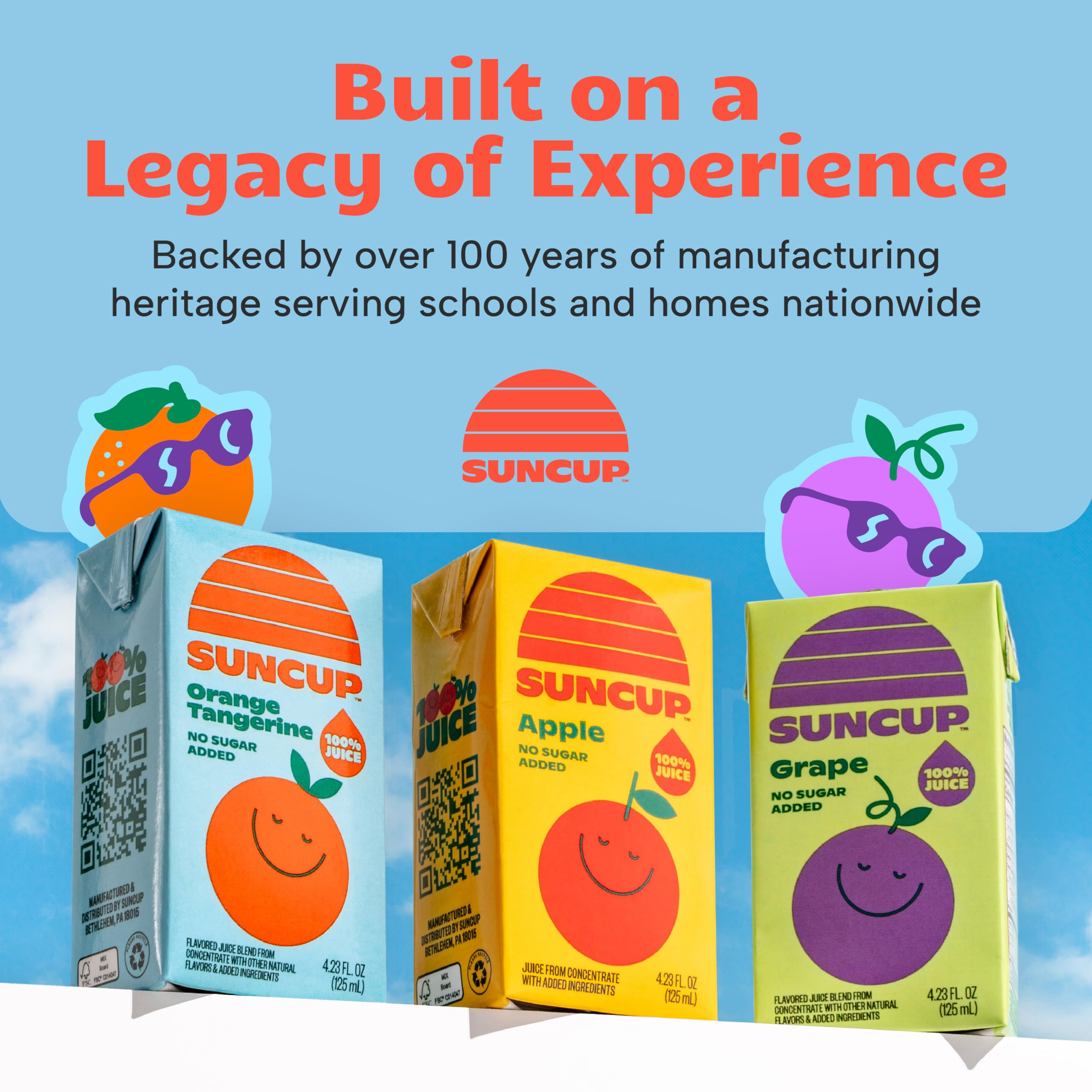 SunCup brand trusted in schools across 49 states for real juice