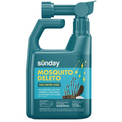 Sunday Mosquito Deleto bottle close up showing concentrated outdoor pest control.