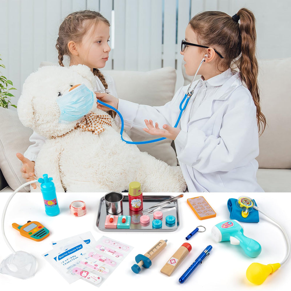 Sundaymot Doctor Kit doctor coat enhances pretend professionalism and confidence during play.