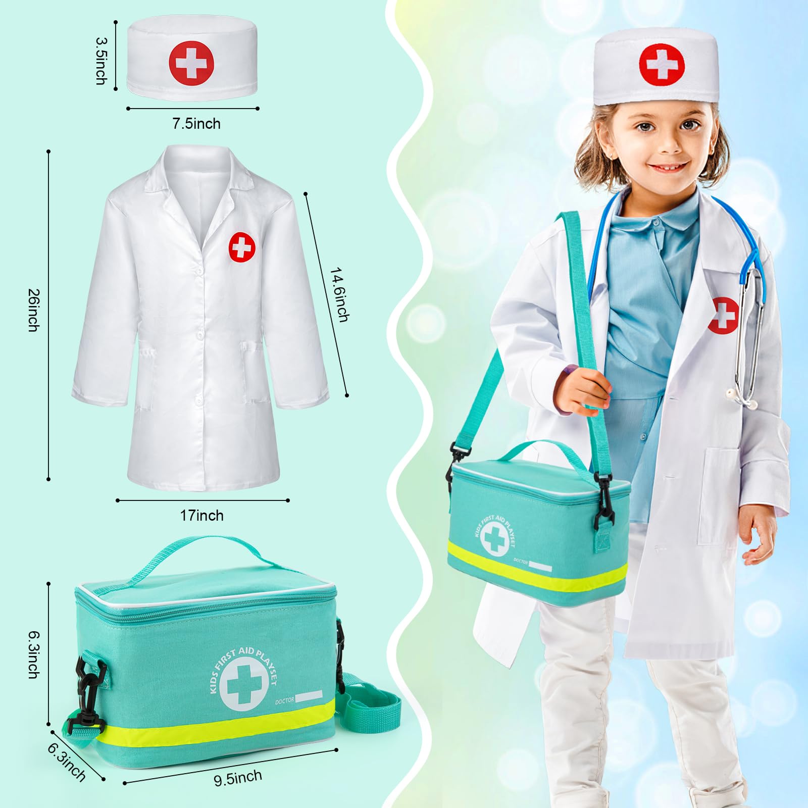 Sundaymot Doctor Kit face mask and bandages support realistic, gentle medical scenes.