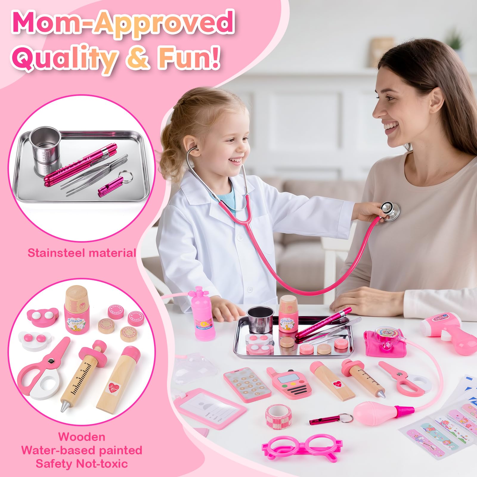 Sundaymot Doctor Kit realistic stethoscope for immersive pretend checkups.